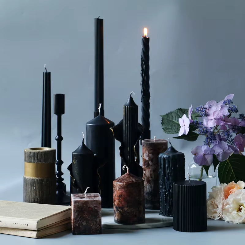 Black Candles Scented Art Fragrance Ornaments Smokeless Oil Painting Candle Gifts Home Birthday Wedding Party Decoration