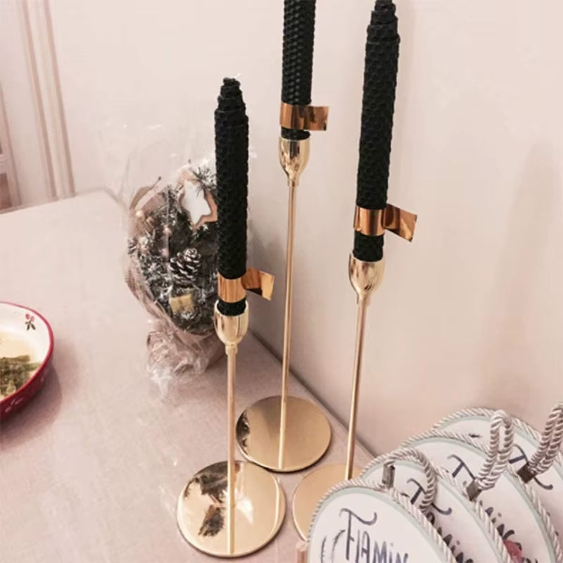 3Pcs/Set Chinese Style Metal Candle Holders Simple Golden Wedding Decoration Bar Party Living Room Decor Home Decor Candlestick