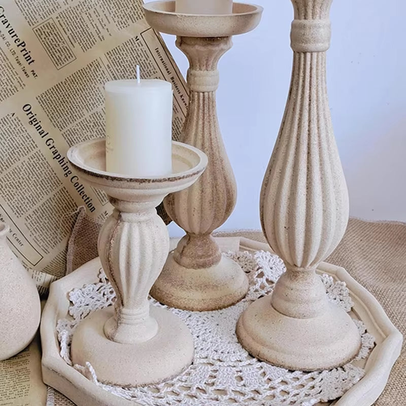 Retro Natural Wood Candle Holder Classic Centerpieces Candle Stand Wedding Party Living Room Home Table Centerpieces Decorations