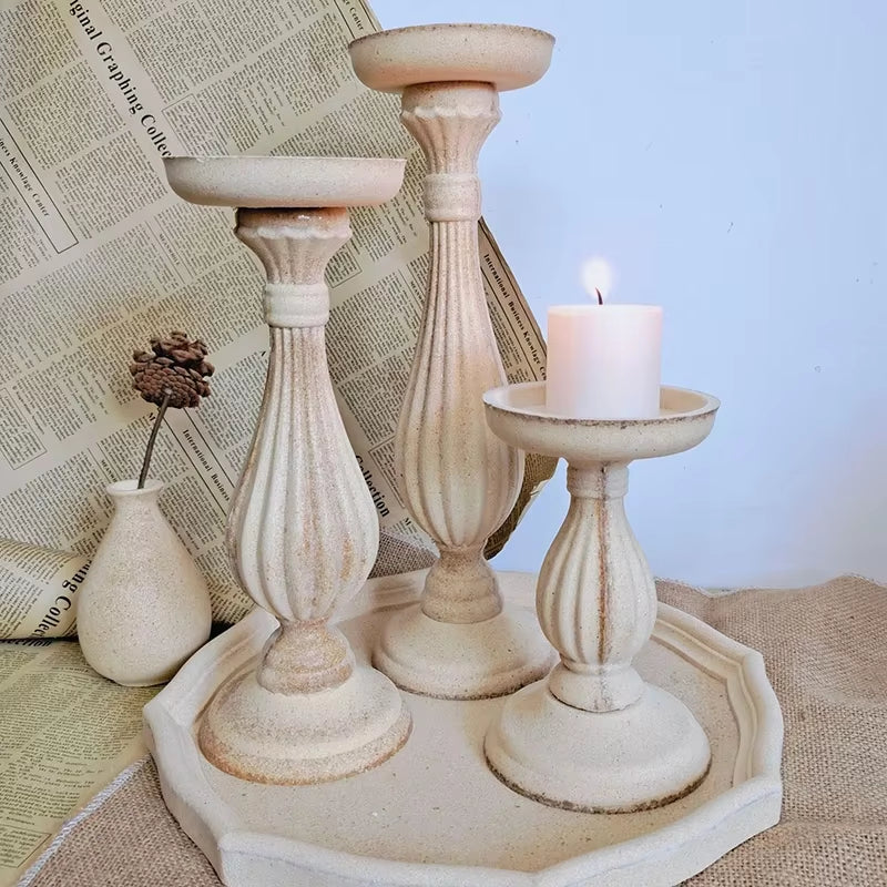 Retro Natural Wood Candle Holder Classic Centerpieces Candle Stand Wedding Party Living Room Home Table Centerpieces Decorations