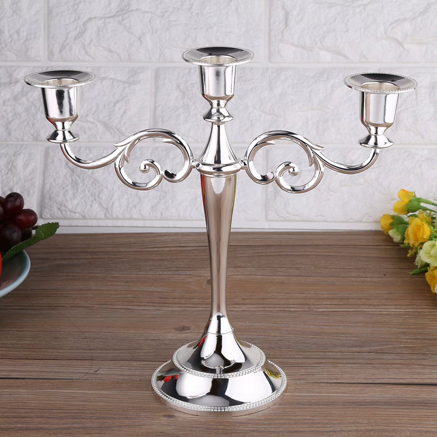 3 Arms Metal Candle Holder European Style Candelabra Wedding Candlestick Home Decor Gold and Silver